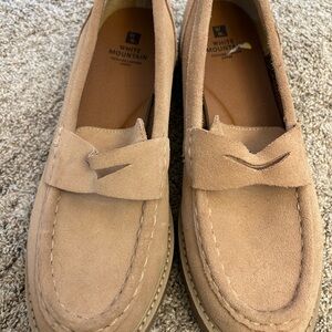 White Mountain  Suede Loafers in Beige
